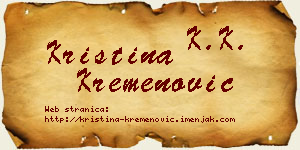 Kristina Kremenović vizit kartica
